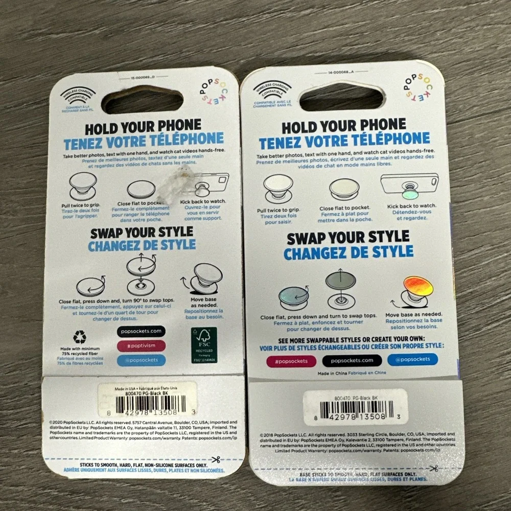 Set 2 Black PopSockets Phone Grip Stand Black POPGRIP Popsocket Minimalist Phone